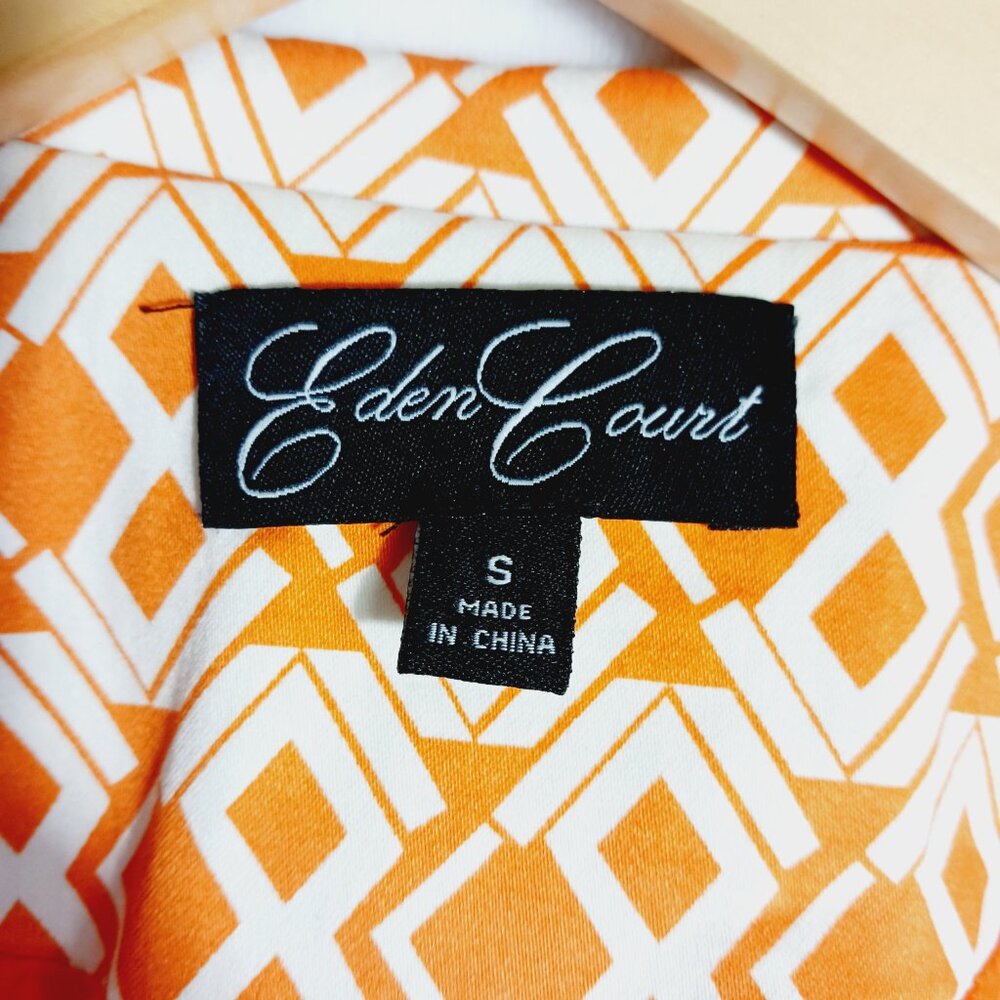 Eden Court, Small, Women's Orange & White Print Jacket, Stylish, Fitted & Flare - Picture 2 of 16